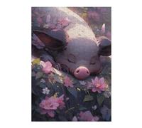 Jigsaw Puzzles for Adults 38x26cm/1000pcs Pig in Flowers -5 Jigsaw Toy Wall Decor Difficult Hard Deal As Gifts for The Whole Family 38x26cm/1000pcs