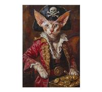 Jigsaw Puzzles for Adults 38x26cm/1000pcs Pirate Cat with Treasure Chest-1 Puzzles for Adults Brain Teaser Game Wall Art Educational Challenge 38x26cm/1000pcs