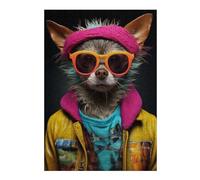 Jigsaw Puzzles for Adults 38x26cm/1000pcs Quirky Dressed Chihuahua Jigsaw Puzzle Toy Wall Decor Difficult Challenge Deal As Gifts for The Whole Family 38x26cm/1000pcs
