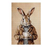 Jigsaw Puzzles for Adults 38x26cm/1000pcs Rabbit Animals Coffee Adult Puzzles Brain Teaser Game Hand Speed Race Unique Birthday And Gifts 38x26cm/1000pcs