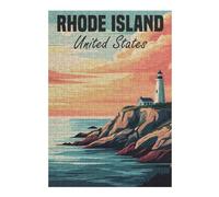 Jigsaw Puzzles for Adults 38x26cm/1000pcs Rhode Island Lighthouse Sunset Adult Puzzles Hands-on Game Stress Reliever Fun at Home Activities, 38x26cm/1000pcs