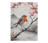 Jigsaw Puzzles for Adults 38x26cm/1000pcs Robin on Branch with Cherry Blossoms Puzzle for Adults Relax Games Difficult Hard Gifts for Friends And Family 38x26cm/1000pcs