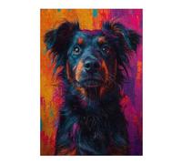Jigsaw Puzzles for Adults 38x26cm/1000pcs Shepherd Mix Dog Portrait in Abstract Colors Pop Art Style Jigsaw Puzzle Toy Wall Decor Difficult Challenge Deal As Gifts for The Whole Family 38x26cm/1000pcs