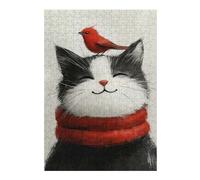 Jigsaw Puzzles for Adults 38x26cm/1000pcs Smiling Cat with Bird Puzzles for Adults Fun Games Difficult Challenge Unique Birthday And Xmas Gifts 38x26cm/1000pcs