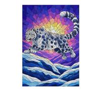 Jigsaw Puzzles for Adults 38x26cm/1000pcs Snow Leopard Stained Glass Illustration Teenagers Puzzles Family Games Staycation Kill Time Unique Birthday And Xmas Gifts 38x26cm/1000pcs