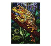 Jigsaw Puzzles for Adults 38x26cm/1000pcs Stained Glass Frog Adult Puzzles Brain Teaser Game Hand Speed Race Unique Birthday And Gifts 38x26cm/1000pcs