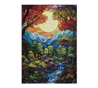 Jigsaw Puzzles for Adults 38x26cm/1000pcs Stained Glass Landscape with River Puzzles for Adults Relaxing Games Improve Memory Gifts for Friends And Family 38x26cm/1000pcs