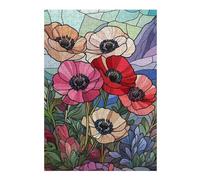 Jigsaw Puzzles for Adults 38x26cm/1000pcs Stained Glass Poppies Puzzles for Adults Fun Games Difficult Challenge Unique Birthday And Xmas Gifts 38x26cm/1000pcs