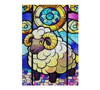 Jigsaw Puzzles for Adults 38x26cm/1000pcs Stained Glass Ram Window Jigsaws for Adults Relaxing Games Difficult Challenge Christmas Birthday Gifts 38x26cm/1000pcs