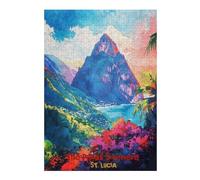 Jigsaw Puzzles for Adults 38x26cm/1000pcs The Pitons Soufriere Art Puzzles for Adults Relax Games Presents for Women Fun Activities at Home 38x26cm/1000pcs