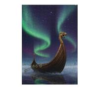 Jigsaw Puzzles for Adults 38x26cm/1000pcs Viking Ship Under Aurora Borealis Puzzle for Adults Relaxing Games Perfect Decoration for Birthday, Chrismas 38x26cm/1000pcs