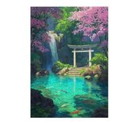 Jigsaw Puzzles for Adults 38x26cm/1000pcs Waterfall Shrine Cherry Blossom Adult Jigsaw Puzzle Relaxing Games Analysis And Logic Fun Activities at Home 38x26cm/1000pcs