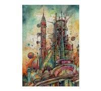 Jigsaw Puzzles for Adults 38x26cm/1000pcs Whimsical Future Cityscape Jigsaw Toy Wall Decor Difficult Hard Deal As Gifts for The Whole Family 38x26cm/1000pcs