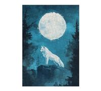 Jigsaw Puzzles for Adults 38x26cm/1000pcs White Wolf Under Full Moon Puzzles for Adults Anti-Stress Toys Improve Memory Deal As Gifts for The Whole Family 38x26cm/1000pcs