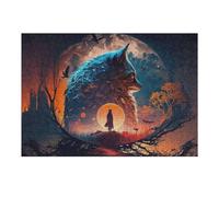 Jigsaw Puzzles for Adults 38x26cm/1000pcs Wolf Silhouette Against Moonlit Sky Jigsaws for Adults Fun Games Perfect Decoration Challenging To Complete 38x26cm/1000pcs