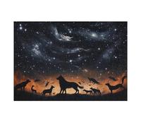 Jigsaw Puzzles for Adults 38x26cm/1000pcs Wolves Under A Starlit Sky Jigsaw Relaxing Games Analysis And Logic Unique Birthday And Xmas Gifts 38x26cm/1000pcs