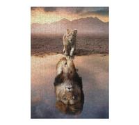 Jigsaw Puzzles for Adults 38x26cm/1000pcs Young Lion Reflection in Water Jigsaw Puzzle Toy Wall Decor Difficult Challenge Deal As Gifts for The Whole Family 38x26cm/1000pcs