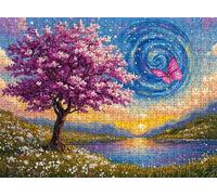 Jigsaw Puzzles for Adults 4000 Butterfly Cherry Blossom Tree Puzzle High Definition Wooden Puzzle with Gifts Box Large Educational Puzzles Modern Home Decoration Challenging Games for Adults s7h-7