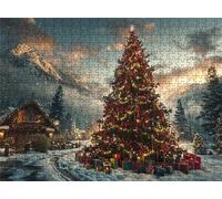 Jigsaw Puzzles for Adults 4000 Cabin Christmas Tree Puzzle High Definition Wooden Puzzle with Gifts Box Relaxing Home Activity Wall Decor Large Educational Puzzles Challenging Games for Adults s7h-856