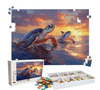 Jigsaw Puzzles for Adults 4000 Educational Game jigsaw puzzle Hard Difficult Challenging Large Puzzle Jigsaw Home Wall Decors Family Challenge Unique Gifts Theme: Sunset Sea Turtles(2) Puzzle W3H-33