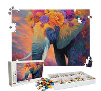 Jigsaw Puzzles for Adults 4000 Educational Game jigsaw puzzle Hard Difficult Challenging Large Puzzle Jigsaw Home Wall Decors Family Challenge Gifts Theme: Elephant Fresh Flowers Puzzle W3H-750