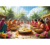 Jigsaw Puzzles for Adults 4000 Indian Woman 4000 Piece Jigsaw Puzzles for Adults, Challenging Puzzle Educational Game for The Whole for Women Gifts for Men Wall Art Room Decor Curry 56x36 in RXPT-9662