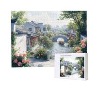Jigsaw Puzzles for Adults 4000 Piece 140x87cm Challenging Jigsaw Puzzle Educational Game 4000 Pieces The River Towns South Of The Yangtze Puzzles for Adult, DIY Craft Puzzle for Home Decor Gifts x-418