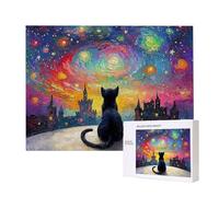 Jigsaw Puzzles for Adults 4000 Piece, Puzzle Educational Games, Challenging Puzzle Game for The Whole for Women, Gifts for Men, DIY Craft Puzzles for Home Decor Gifts, Theme: Starry Sky Black Cat C843