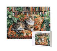 Jigsaw Puzzles for Adults 4000 Piece, Puzzle Educational Games, Challenging Puzzle Game for The Whole for Women, Gifts for Men, DIY Craft Puzzles for Home Decoration Gifts, Theme: Bookshelf Cat C-742