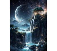 Jigsaw Puzzles for Adults 4000 pieces,Moon Waterfall Mountain puzzles for adults,Classic Educational Games DIY Handwork Puzzle for Home Decor Gift