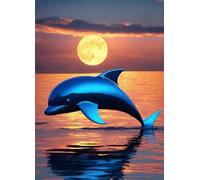 Jigsaw Puzzles for Adults 4000 pieces,Moonlight Dolphin puzzles for adults,Classic Educational Games DIY Handwork Puzzle for Home Decor Gift