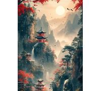 Jigsaw Puzzles for Adults 4000 pieces,Mountain Waterfall Palace puzzles for adults,Classic Educational Games DIY Handwork Puzzle for Home Decor Gift