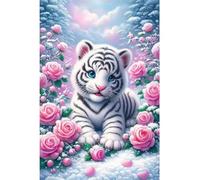 Jigsaw Puzzles for Adults 4000 pieces,Pink Roses Tiger puzzles for adults,Classic Educational Games DIY Handwork Puzzle for Home Decor Gift