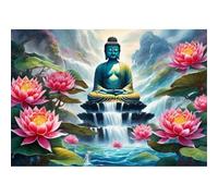 Jigsaw Puzzles for Adults 4000 pieces,Waterfall Statue Lotus puzzles for adults,Classic Educational Games DIY Handwork Puzzle for Home Decor Gift
