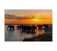 Jigsaw Puzzles for Adults 4000, Sunset Jigsaws 4000 Pieces for Adults, Impossible Wooden Elephant Jigsaw Puzzle for The Whole, Classic Challenging Puzzle Game for Decompression, Gifts Room Decor -2057