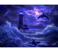 Jigsaw Puzzles for Adults 4000P, Large High Definition Puzzle Wooden, Relaxing Mind Game for Stress Relief, Creative Hobby,Wall Decor, Gifts for Men Women 55.7 x 34.4 inches Lighthouse Dolphin f0-131
