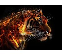 Jigsaw Puzzles for Adults 4000P, Large High Definition Puzzle Wooden, Relaxing Mind Game for Stress Relief, Creative Hobby, Room Wall Decor, Gifts for Men Women 55.7 x 34.4 inches Flame Tiger f0-459