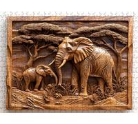 Jigsaw Puzzles for Adults 4000P, Large High Definition Puzzle Wooden, Relaxing Mind Game for Stress Relief, Creative Hobby,Wall Decor, Gifts for Women 55.7 x 34.4 inches Elephant Wood Carving f0-119