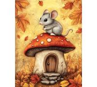 Jigsaw Puzzles for Adults 50 Autumn Mouse Mushroom, Puzzle Games, Impossible Puzzle, Puzzles for Adults 50 Pieces for Wall Decoration and Gifts, 13.8 x 9.8 inch