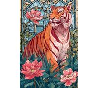 Jigsaw Puzzles for Adults 50, Pink Flower Tiger Puzzles for Adults, Challenging Puzzle Games, Difficult Puzzle 50 Pieces