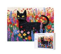 Jigsaw Puzzles for Adults 500 Black Cat Flowers, 500 Piece Jigsaw Puzzles for Adults, Educational Game Jigsaw Puzzle 20.8x14.8in Suitable for Decompression and Wall Decor, Puzzle Gifts x-273