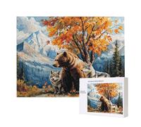 Jigsaw Puzzles for Adults 500 Brown Bear Wolf, 500 Piece Jigsaw Puzzles for Adults, Educational Game Jigsaw Puzzle 20.8x14.8in Suitable for Decompression and Wall Decor, Puzzle Gifts x-949