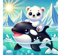 Jigsaw Puzzles for Adults 500, Cartoon Whale Bear Puzzle for Adults, Memory Games, Logic Puzzles, Impossible Hard Challenge, Relaxation, Puzzle 500 Pieces