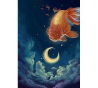 Jigsaw Puzzles for Adults 500, Challenge High Difficulty, Educational Game Decompression Jigsaw Puzzle, Fantasy Moon Fishs Puzzle 500 Pieces