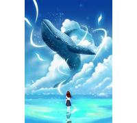 Jigsaw Puzzles for Adults 500, Challenge High Difficulty, Educational Game Decompression Jigsaw Puzzle, Fantasy Whale Girl Puzzle 500 Pieces