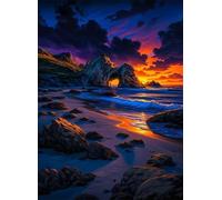 Jigsaw Puzzles for Adults 500, Challenge High Difficulty, Educational Game Decompression Jigsaw Puzzle, Sunset Waves Beach Puzzle 500 Pieces