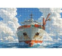 Jigsaw Puzzles for Adults 500 Container Ship 500 Piece Jigsaw Puzzles for Adults, Challenging Puzzle Educational Game for The Whole for Women Gifts for Men Wall Art Room Decor Sea 20x16 In RXPT-5015