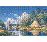 Jigsaw Puzzles for Adults 500 Indians 500 Piece Jigsaw Puzzles for Adults, Challenging Puzzle Educational Game for The Whole for Women Gifts for Men Wall Art Room Decor Tent 20x16 Inch RXPT-6935