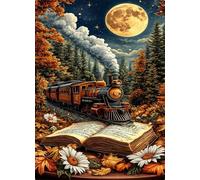 Jigsaw Puzzles for Adults 500, Moon Train Flowers Puzzle, Challenging Puzzles, Perfect for Relaxation, Creativity & Gift Giving 500 Piece Puzzle Games for Adults
