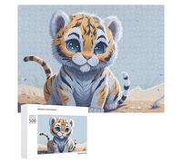 Jigsaw Puzzles for Adults 500 PCS Adorable Baby Tiger Illustration Puzzle for Adults Relax Games Difficult Hard Gifts for Friends And Family 500 PCS